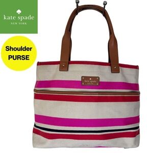 KATE SPADE ♥️ Cream, Pink & Red Striped Shoulder Bag 🤎 Like NEW